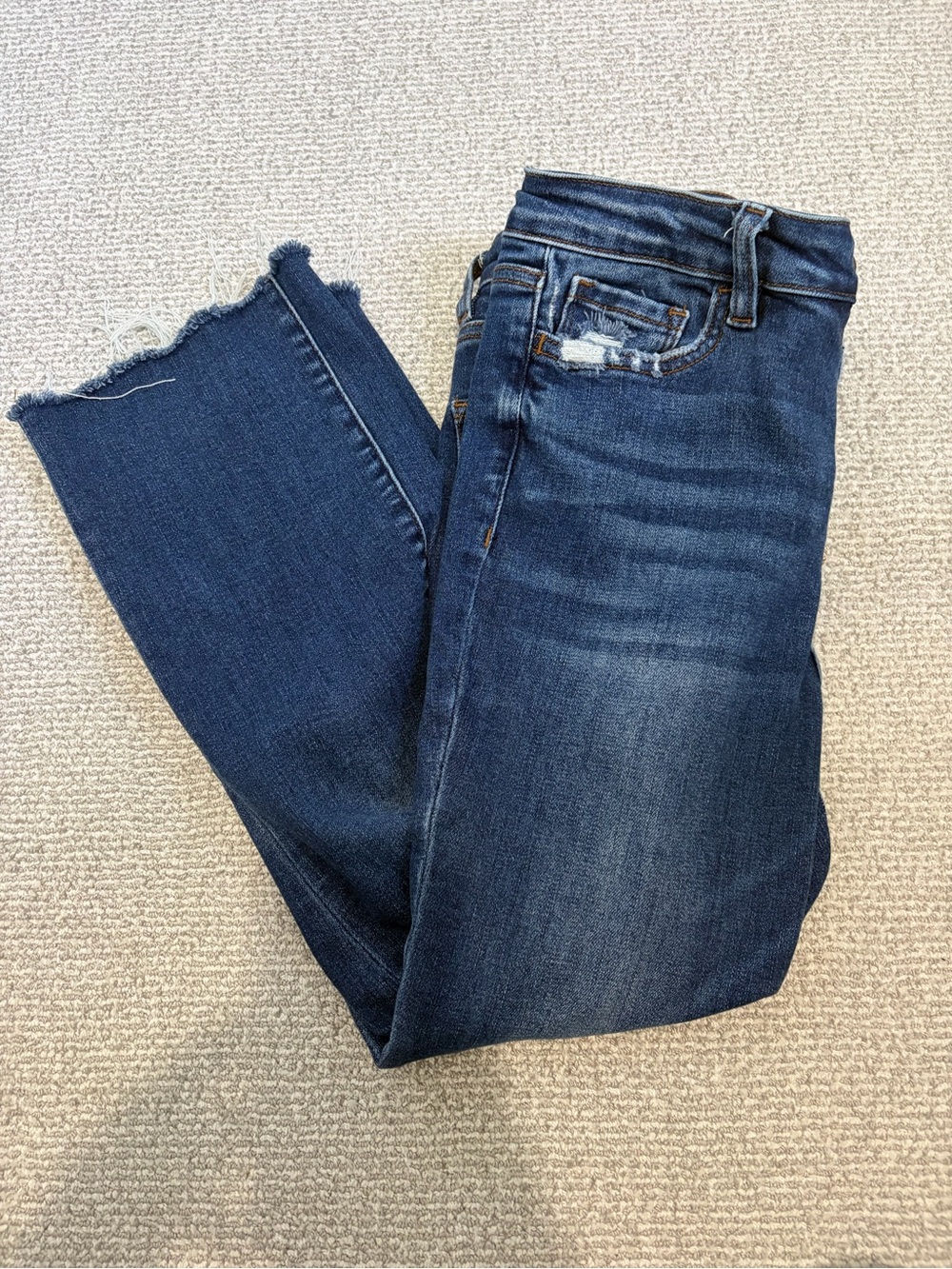 Dark Indigo Women's Wide Leg Jeans with Raw Hem